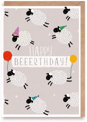 Kartka urodzinowa. Owce Happy Beerthday