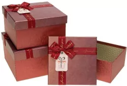 Pudełko prezentowe z kokardą czerwony ROZETTE