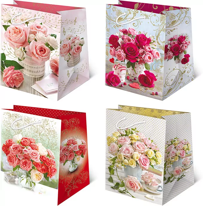 Torebki ozdobne T16-120 Czerwone Róze 10 sztuk - tantis.pl