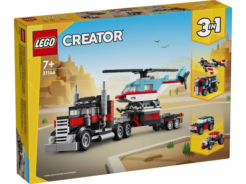 LEGO® Creator. Ciężarówka z platformą i helikopterem 31146 - tantis.pl