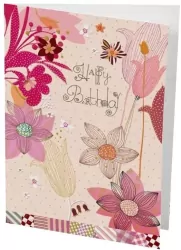 Karnet B6 + koperta Urodziny Kwiaty różowe