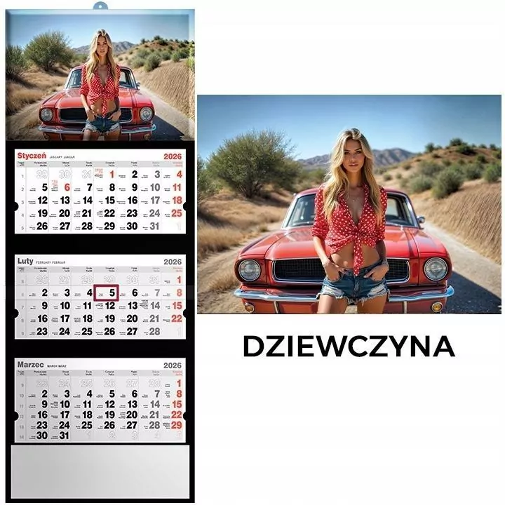 Kalendarz 2026 trójdzielny dziewczyna - tantis.pl