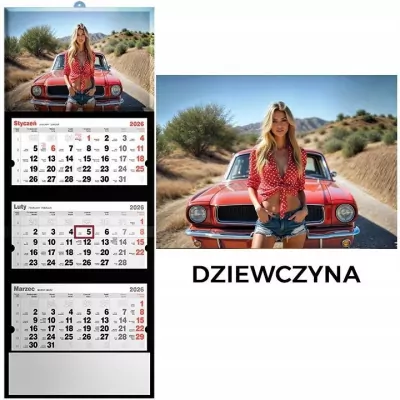 Kalendarz 2026 trójdzielny dziewczyna