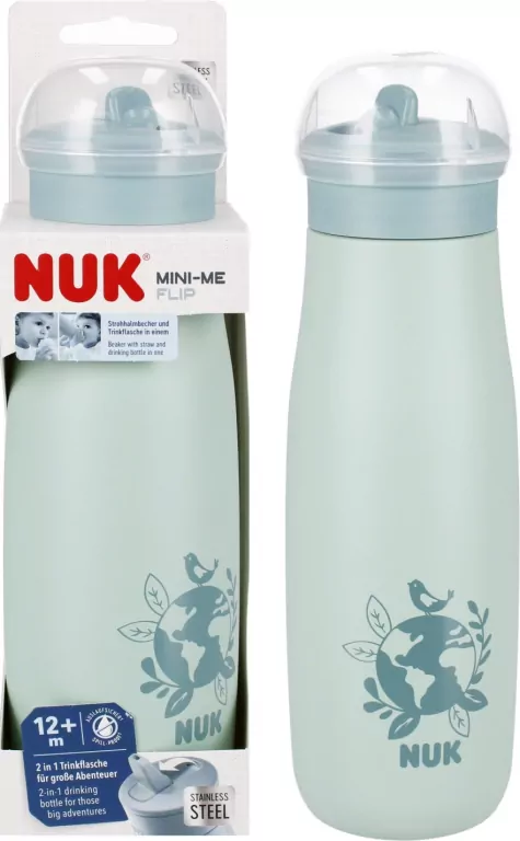 NUK. Mini-Me . Kubek ze słomką. 500ml. 12 miesięcy. Zielona - tantis.pl