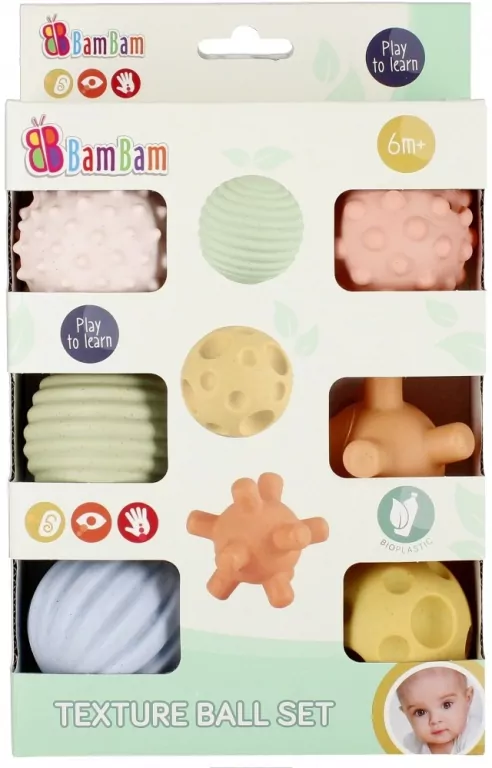 Zabawka sensoryczna. Kule 6 szt. BamBam - tantis.pl