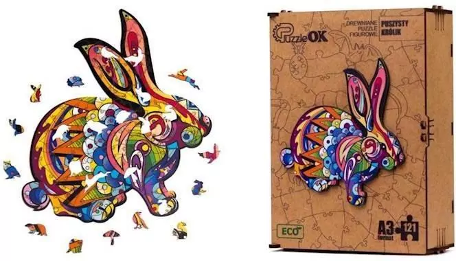 Puzzle drewniane eko 121. Puszysty królik - tantis.pl