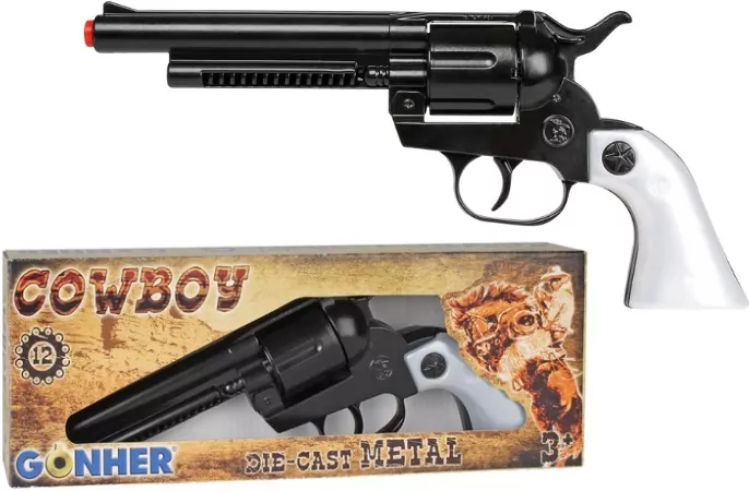 Rewolwer kowbojski metalowy 12 naboi - tantis.pl
