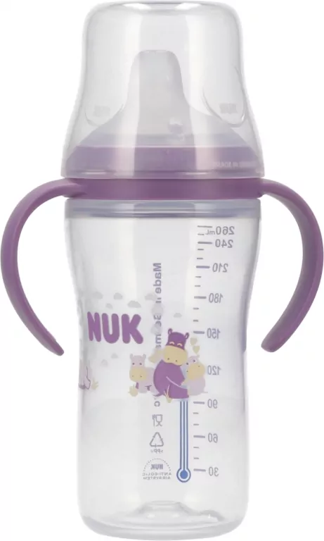 NUK. Butelka do nauki picia. 260 ml. Hipopotam - tantis.pl