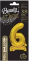 Balon foliowy B&C Cyfra stojaca "6" złota 38cm - tantis.pl