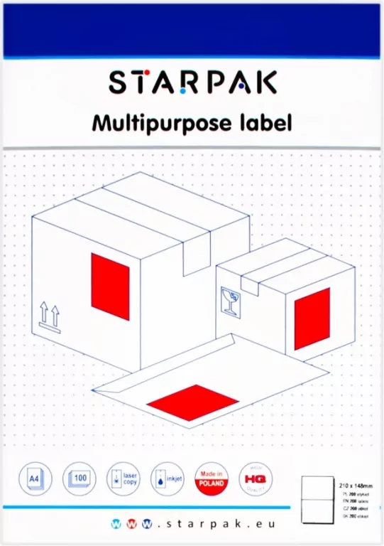 Starpak. Etykiety Samoprzylepne 210x148, 200 sztuk - tantis.pl