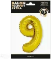 Balon foliowy cyfra 9, złota 92cm - tantis.pl
