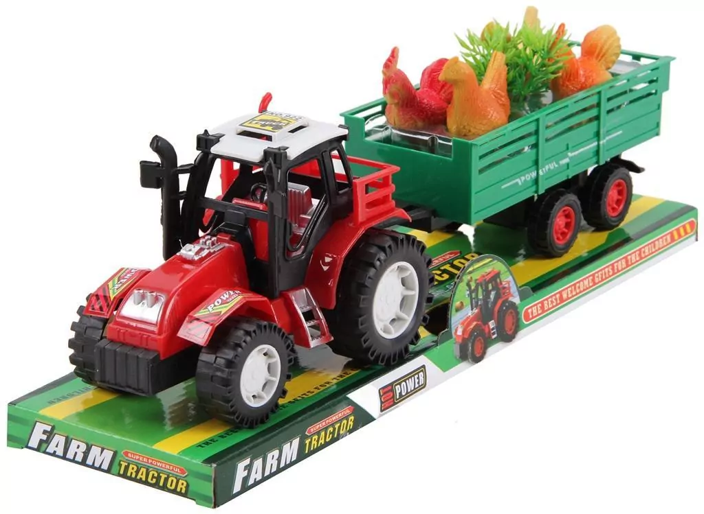 Traktor z przyczepą i kurami - tantis.pl
