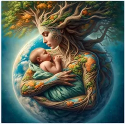 Diamentowa Mozaika Kobieta Matka ziemia z dzieckiem NO-2003085