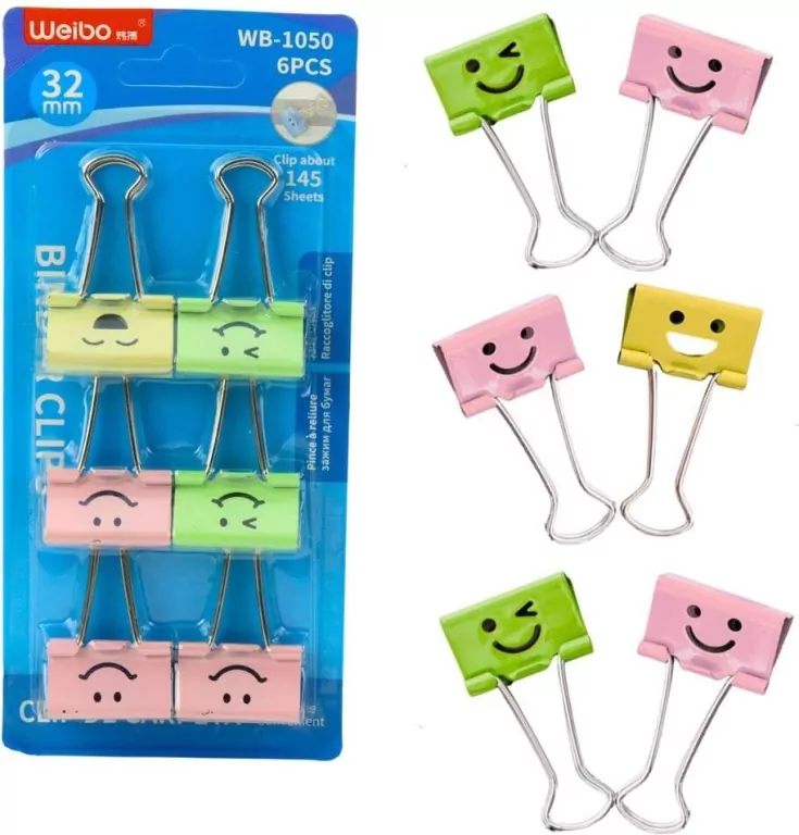 Klipsy biurowe kolorowe buźki - tantis.pl