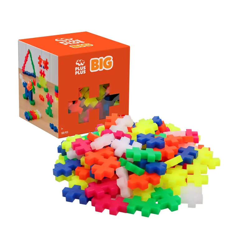 BIG Zestaw w kolorach neonowych 100 elementów. Plus Plus - tantis.pl