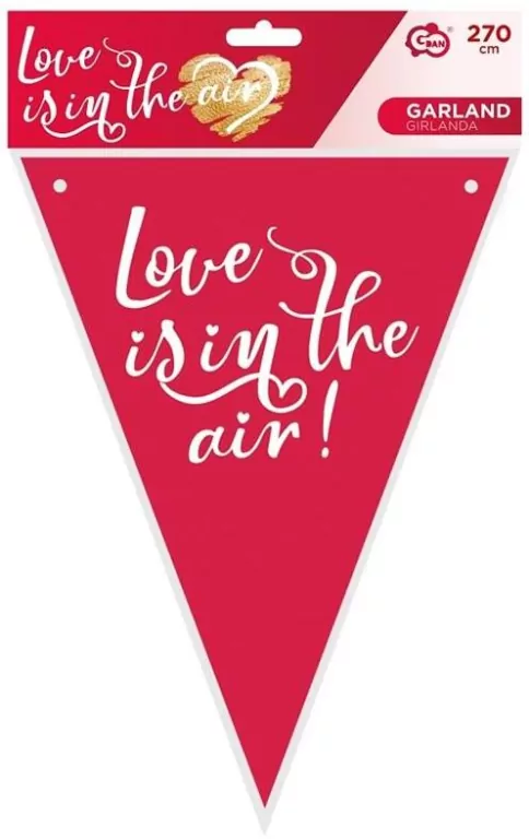 Girlanda flagi papierowa Love is in the air 270cm - tantis.pl