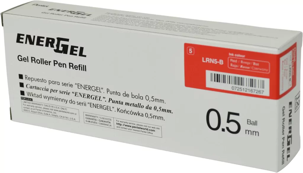 Paczka Wkłady do cienkopisu kulkowego EnerGel czerwone LRN5-BX 12 sztuk - tantis.pl