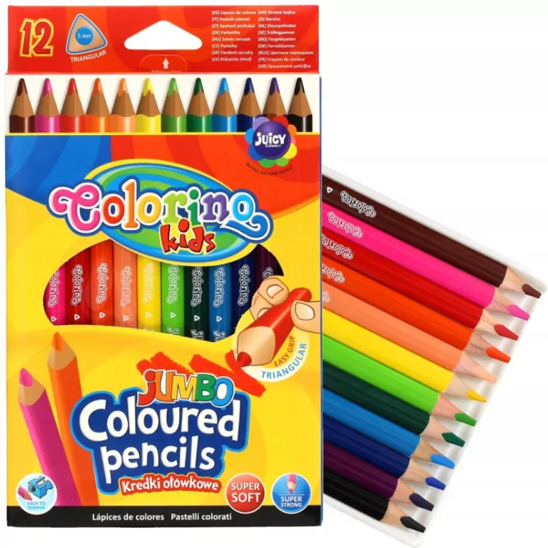 Kredki colorino ołówkowe trójkątne jumbo 12 kolorów - tantis.pl