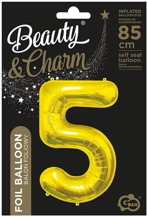 Balon foliowy 5 złota, 85cm - tantis.pl