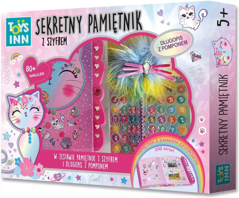 Sekretny pamiętnik z szyfrem. Kotek. ToysInn - tantis.pl