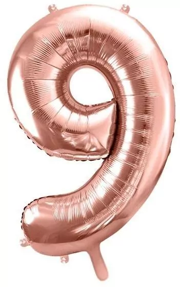 Balon foliowy cyfra 9 86cm różowe złoto - tantis.pl