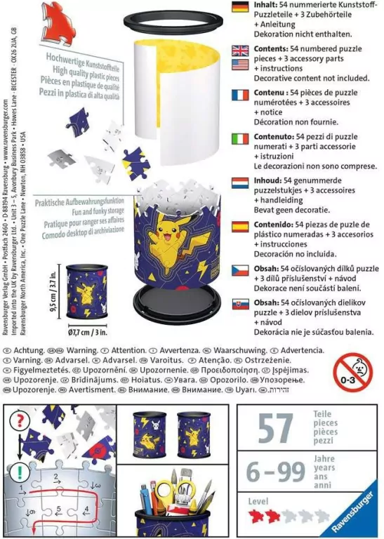 Przybornik Pikachu. Puzzle 54 3D - tantis.pl