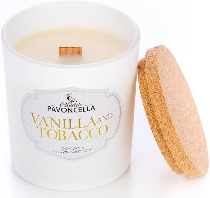 Świeczka sojowa Vanilla and Tabacco biała 135g - tantis.pl