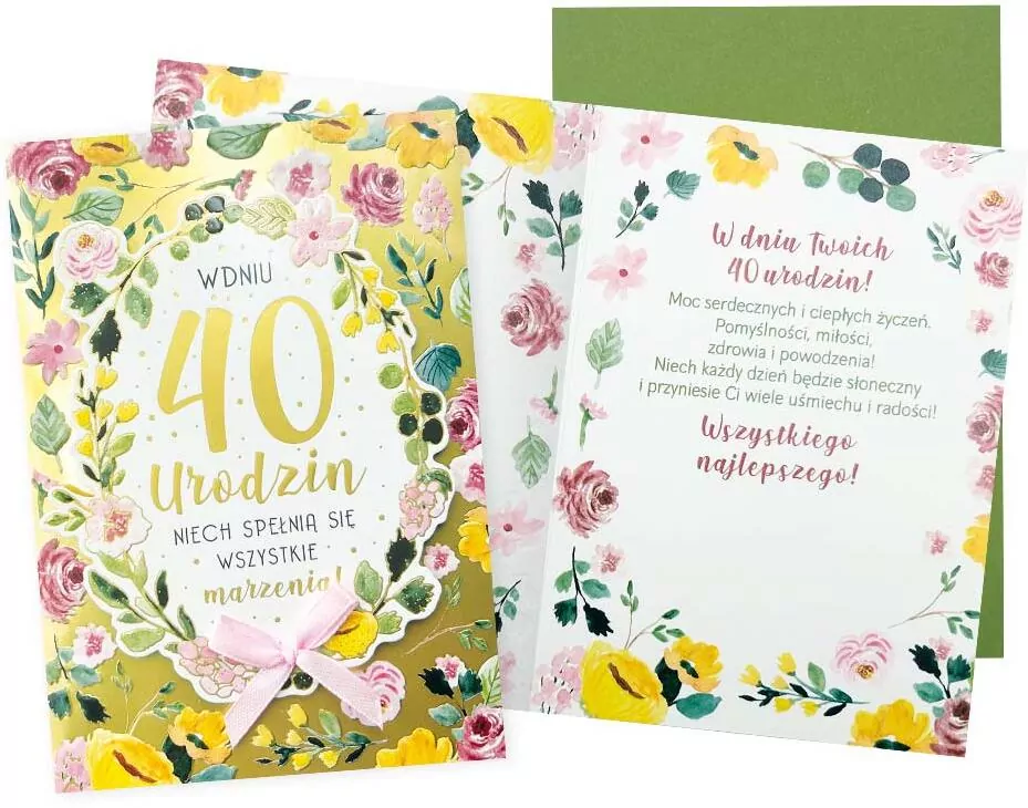 Karnet B6 Urodziny 40 (kwiaty) - tantis.pl
