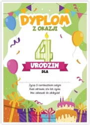 Dyplom A5 urodzinowy - czwarte urodziny