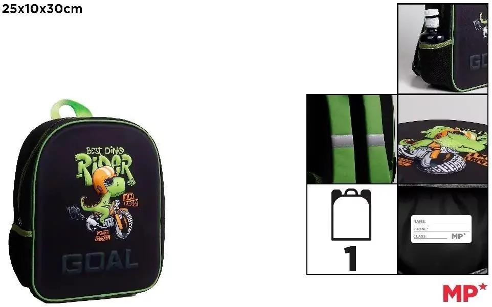 Plecak jednokomorowy Dino czarny 25x10x30cm - tantis.pl