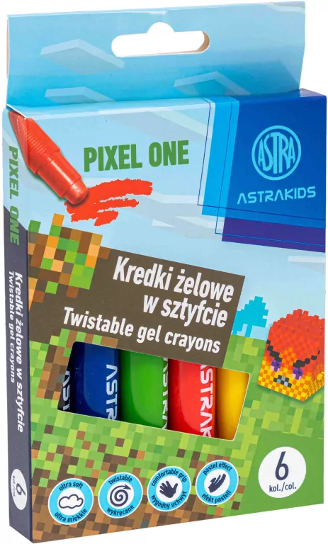 Kredki żelowe w sztyfcie Astrakids Pixel One 6 kolorów - tantis.pl
