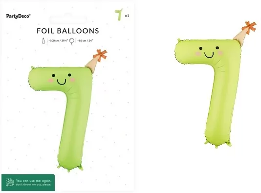 Balon foliowy Cyfra 7 jasny zielony 86cm - tantis.pl