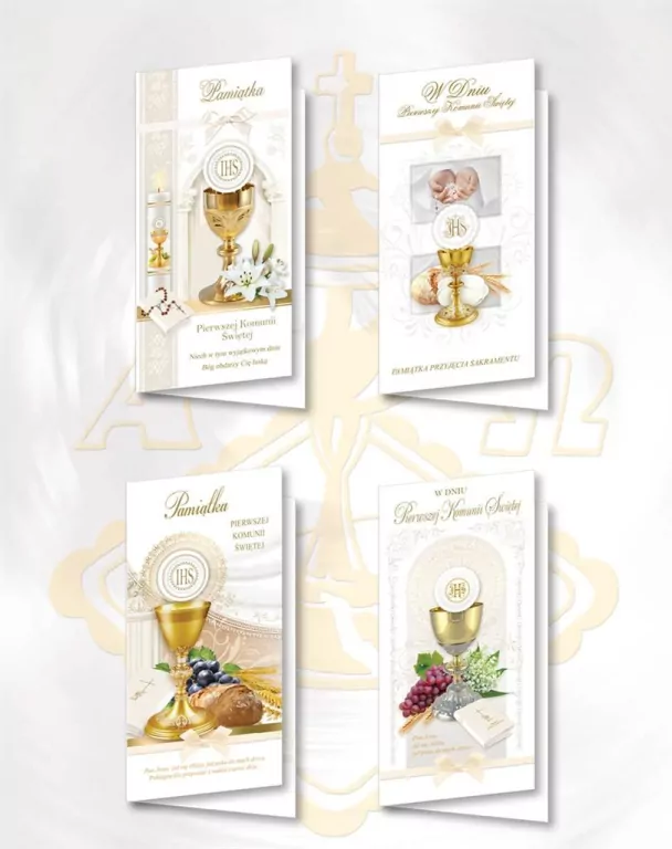 Karnet De Lux. Złocony Komunia, mix - tantis.pl