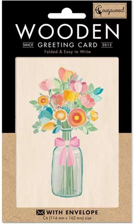 Karnet drewniany C6 + koperta Bukiet kwiatów - tantis.pl