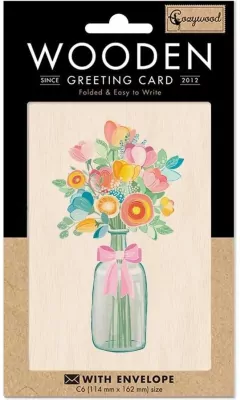 Karnet drewniany C6 + koperta Bukiet kwiatów