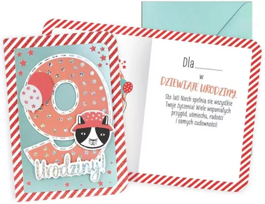 Karnet B6. Urodziny 9 chłopiec