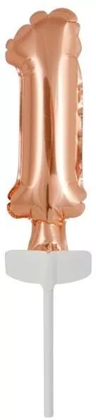 Balon foliowy mini cyfra 1 różowe złoto 4x12cm - tantis.pl