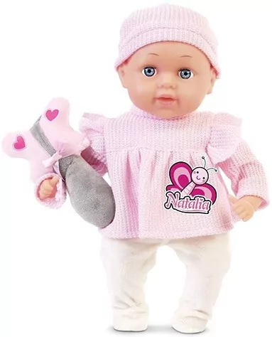Lalka Natalia bobas z zabawką 33 cm - tantis.pl