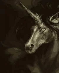 Malowanie po numerach - Szary jednorożec 40x50cm