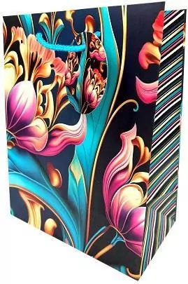 Torebka ozdobna, matowa 18x23x10cm Tulipany - tantis.pl