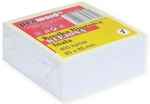 Kostka biurowa biała 85x85x35mm 400K - tantis.pl
