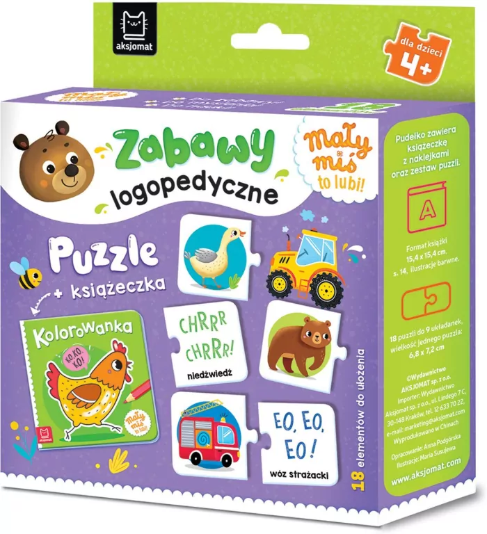 Mały miś to lubi! Zabawy logopedyczne. Puzzle - tantis.pl