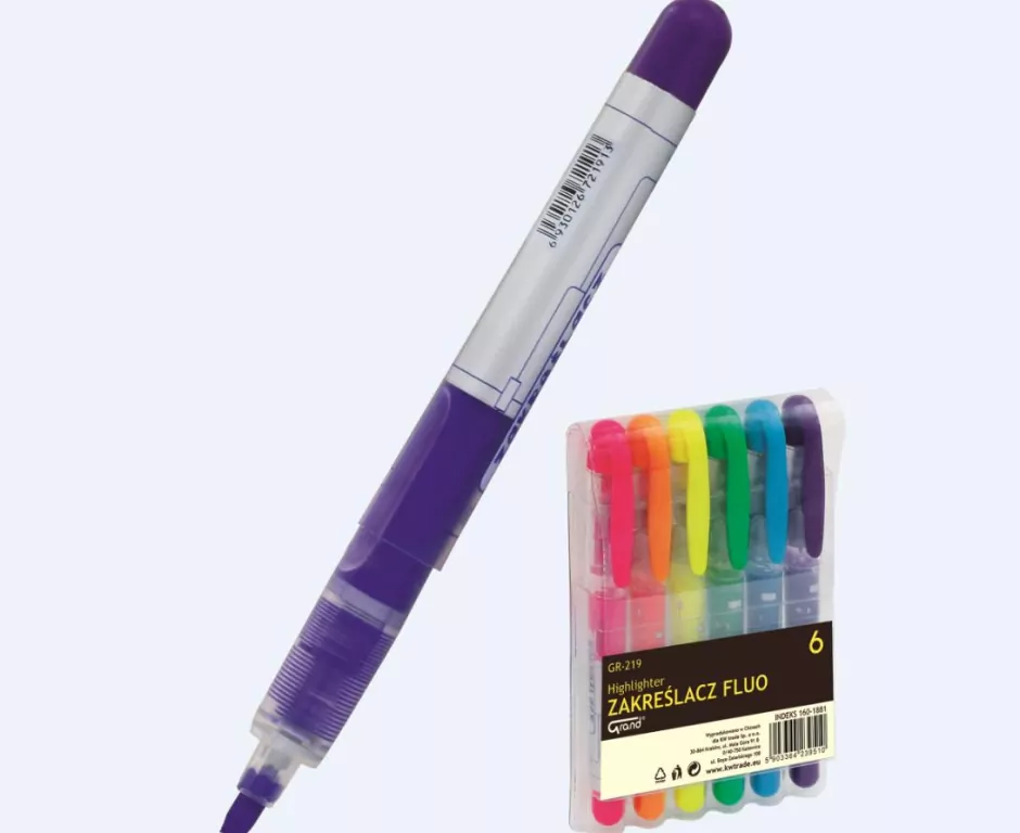 Zakreślacze w sztyfcie 6 kolorów GRAND - tantis.pl