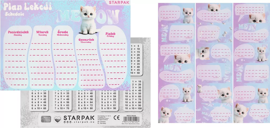 Plan lekcji A5 z naklejkami na zeszyt Cuties - tantis.pl