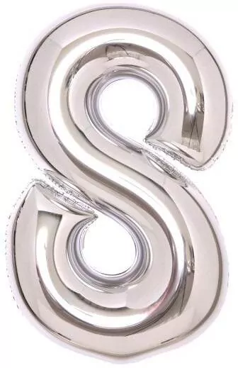 Balon foliowy cyfra 8 srebrna 49x66cm - tantis.pl
