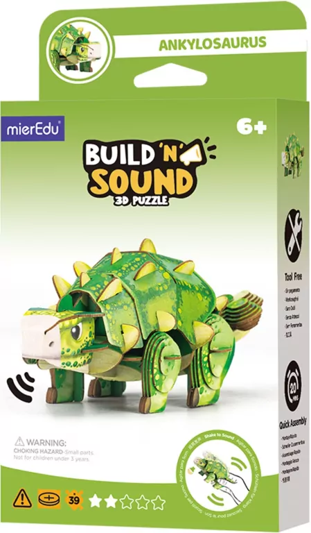Puzzle 3D. Buduj i słuchaj - Ankylozaur - tantis.pl