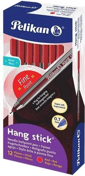 Długopis Hang Stick 0,7mm czerwony (12szt) PELIKAN - tantis.pl