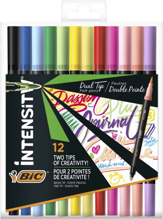 Pisaki dwustronne Intensity Dual Tip 12 kolorów BIC - tantis.pl