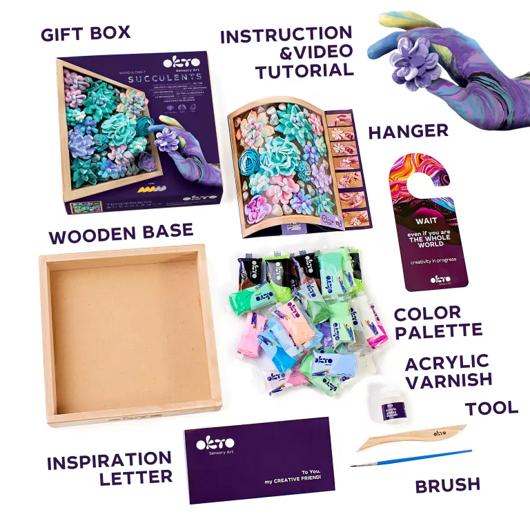 Sukulenty. Czułość. Zestaw kreatywny Wood&Craft - tantis.pl