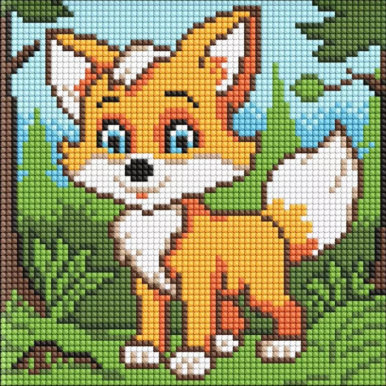 Diamentowa mozaika bez ramy - Puszysty lis Kids - tantis.pl